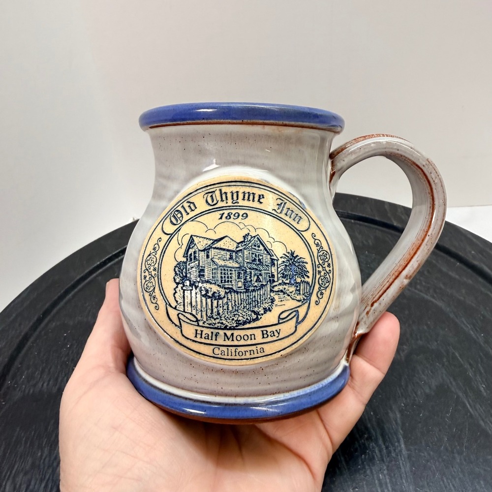 Old Thyme Inn 1899 Half Moon Bay CA Deneen Pottery Mug Blue (Inn now closed)